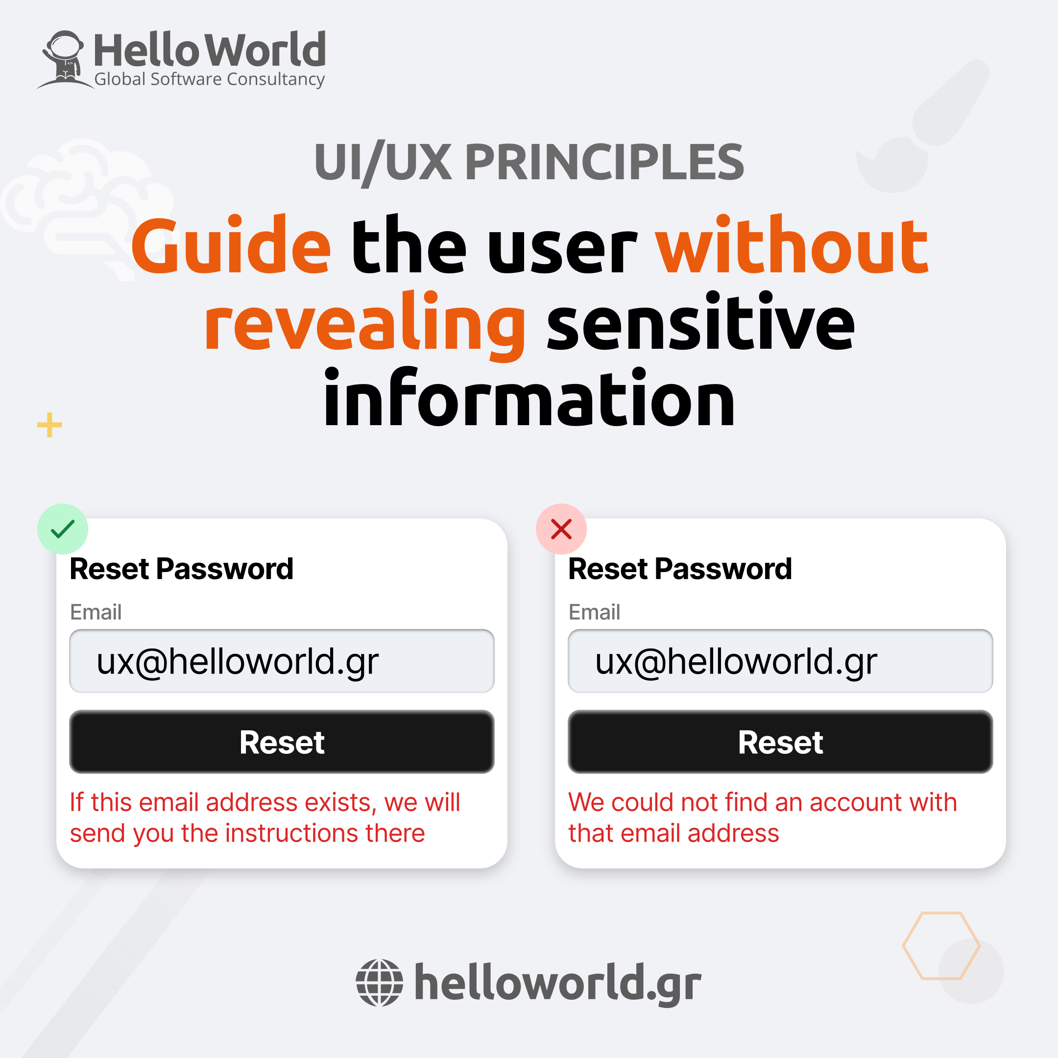 Guide the user without revealing sensitive information